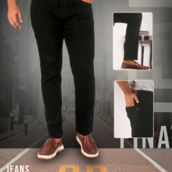 Finato Premium Zet Black Denim Long Pant for Men