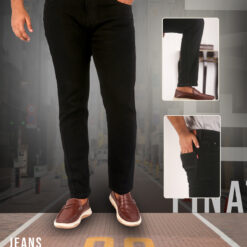Finato Premium Zet Black Denim Long Pant for Men