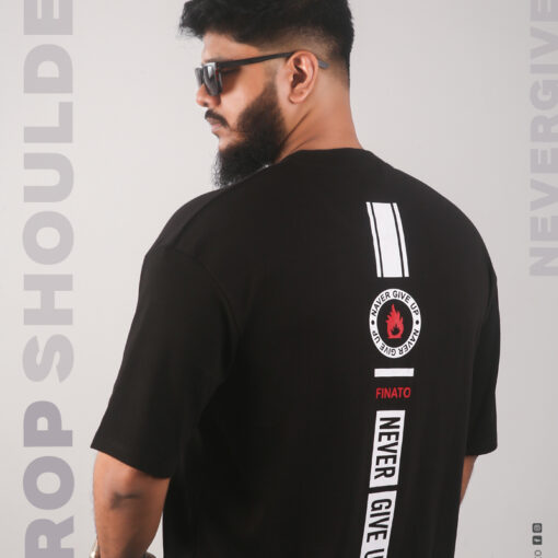 Finato Drop Shoulder Tshirt For Men - Never Give Up
